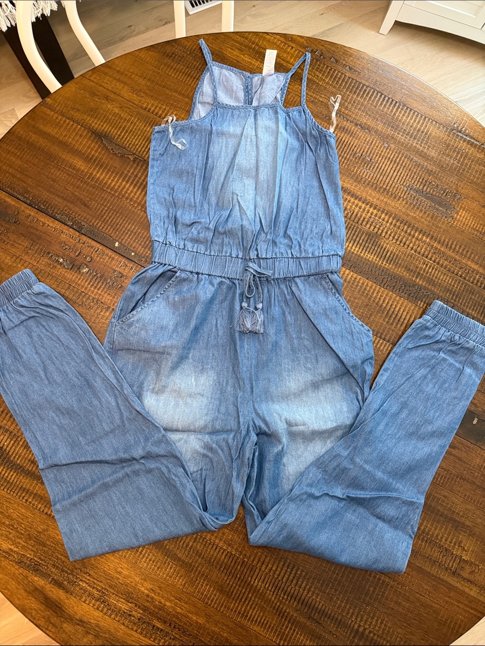 Justice Light Blue Denim-Style Jumpsuit